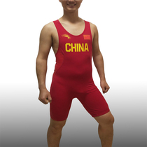 Chinese team 2018-2019 edition Shi Zhiyong competition with the same one-piece weightlifting wrestling suit one-piece tights
