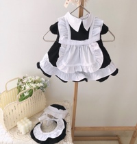  Black and white Lolita maid outfit Pet dog dress skirt birthday photo dress clothes customization