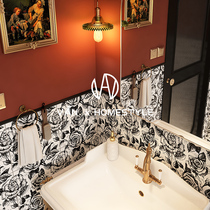 Vatican retro American toilet bathroom toilet tile art black and white small tiles 300 kitchen balcony flower pieces