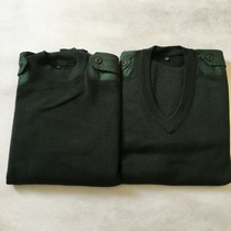 Sweater round collar wool sweater V collar wool clothing Warm Velvet Green Suede Olive Green Mens Vest Fur Coat