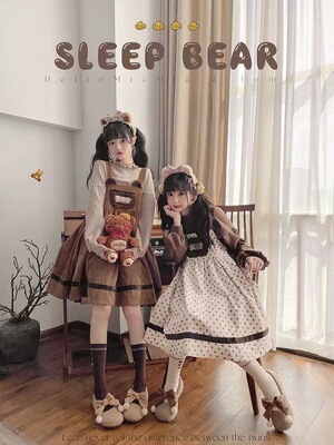 taobao agent Retro cute velvet corduroy dress, with little bears, with embroidery, Lolita Jsk