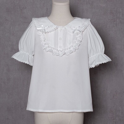 taobao agent Cream Bear Lolita with Lolita shirt bottoming short -sleeved summer wild