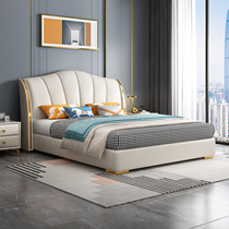 Italian leather bed light luxury minimalist modern single double master bedroom 2 2 m cowhide Atmospheric Storage wedding room soft bag bed