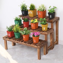 Outdoor anti-corrosion solid wood multi-layer floor-to-ceiling flower rack Indoor balcony fleshy green carrot rack stepped shelf