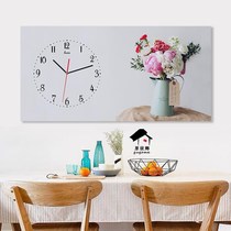 Horizontal rectangular Nordic pastoral clock living room dining room modern simple personality decoration hanging clock silent