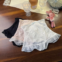 Lotus leaf lace lace fabric female underpants micro-casted sweet and fresh salt can be sweet and high waist flat corner pants