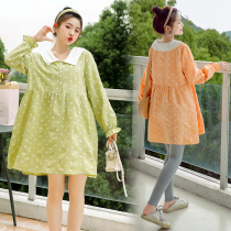 Pregnant woman autumn dress on the dress tide hot mother 2020 early autumn fashion out loose two-piece dress