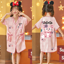 Childrens pajamas summer thin girl ice silk nightgown in the big boy girl princess silk parent-child mother-daughter homewear