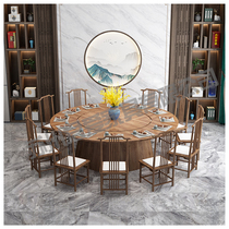 Hotel electric dining table Large round table Hot pot table Modern new Chinese round table 15 10 20 people Banquet Chinese table