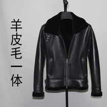Winter New thick warm sheep fur leather leather clothing mens slim short lapel mens jacket coat