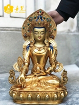 Nepal Full-Time Gold Pinch Silk Backlit Hide King Statue of King Bodhisattva Bronze Buddha 33cm One ruler