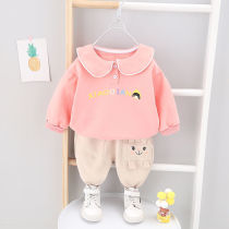 Spring and Autumn girls long-sleeved two-piece suit Female baby autumn suit Baby childrens clothes Swimsuit Little girl casual wear