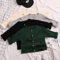 2021 New style coat spring and autumn children long sleeve coat boys and girls baby thin cotton cardigan