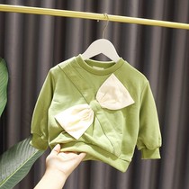Spring and autumn dress children Foreign style coat Korean childrens clothing girl 2021 early autumn long sleeve round neck sweater female baby