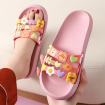  Cute ins tide slippers female summer shit-stepping feeling thick home household indoor bathroom non-slip couple cool slippers male