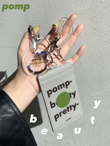 pomp original design carry-on card bag keychain combination Contrast art leather transparent acrylic pendant