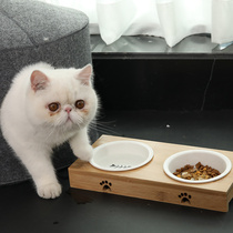 Ceramic cat food basin cat bowl double bowl protection cervical spine cat food bowl Cat Food Bowl Pet Bowl dog bowl dog basin anti-knock