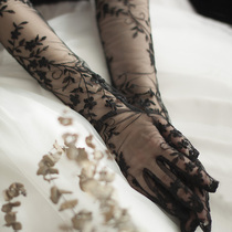 Jijia original black lace embroidery gloves Exquisite long new mother photo Exquisite long travel photography accessories