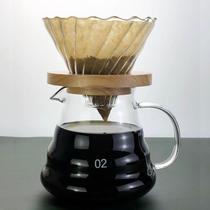 V60 set thick glass hand punch cup solid wood frame cloud sharing pot filter drip coffee filter paper Cup 1-4 people
