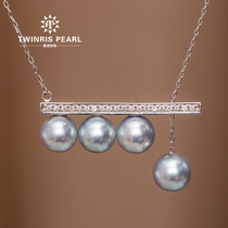 18K gold diamond balance beam true hemp pearl necklace seawater akoya AGU house Pearl