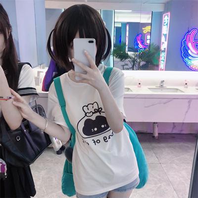 taobao agent Genuine silk cotton Japanese cute T-shirt, top, with short sleeve