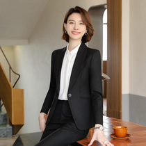 Business suit suit women 2021 autumn winter temperament hotel front desk jewelry shop white collar suit dress overalls women
