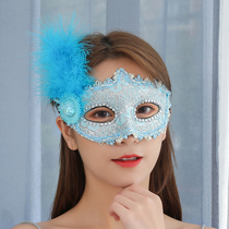 Halloween feather half-face mask prom makeup female ancient style elegant performance stage decoration full-face mask female