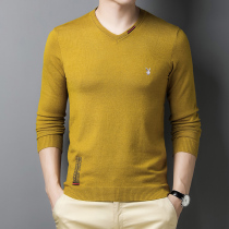 Playboy V-neck cardigan mens long-sleeved T-shirt thin sweater spring and Autumn slim base sweater sweater mens