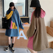 Foreign style pregnant women autumn and winter clothes 2020 autumn and winter new large size fat mm thickened lamb fluff sweater womens coat