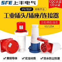 Shangfeng 63A 125A high-power industrial plug 3-core 4-core 5-hole SFE waterproof aviation explosion-proof male and female seat IP67