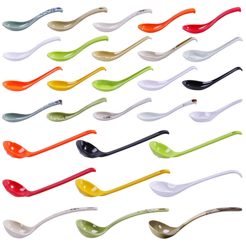 A5 miaminamine tableware imitation porcelain spoon as desired green Chinese spoon strip more spoon rice spoon bent hook spoon plastic spoon