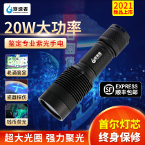 Seoul South Korea 20W high power 365nm professional identification purple light flashlight old wine pull head perforated porcelain coin
