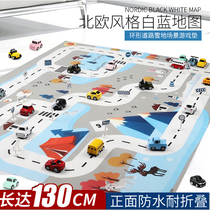 Children's traffic parking lot map car carry-on mat folding baby city road street game mat