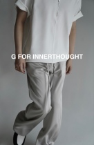 G FOR INNERTHOUGHT imports triacetic acid design matte double satin thick silk straight tube trousers