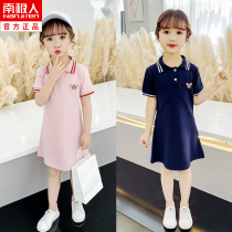 Antarctic girls summer dress 2021 summer new polo dress large childrens casual short-sleeved childrens skirt