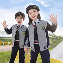 Kindergarten garden clothes spring and autumn clothes British style first grade baseball childrens school uniform set primary school class uniform three sets