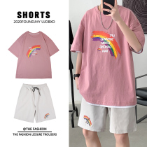 Short-sleeved shorts suit mens Korean version of the trend wild loose casual sports two-piece summer net red tide brand set