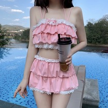  Japanese sweet and cute split thin conservative swimwear womens summer fairy seaside swimsuit 2021 new