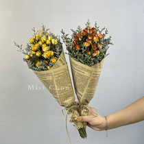 Rose mini bouquet lover grass small Daisy natural dried flower packaging to give people creative photo Tanabata 520 gift