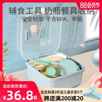 Baby tableware storage box Bottle storage box Newborn baby chopsticks Auxiliary food tools storage box Drain rack dustproof