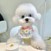 ins Korean cute dog Plaid lace bib pet saliva towel than bear Teddy Bomei triangle cat