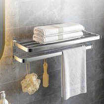 Stainless steel bathroom towel rack Punch-free wall-mounted shelf Bathroom storage bath towel rack Toilet rack pylons