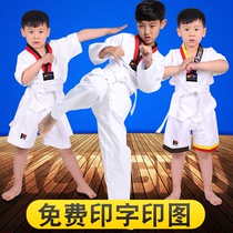Pure cotton adult childrens taekwondo clothes summer short-sleeved mens and womens boxing clothes beginner training clothes Muay Thai
