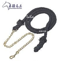 British riding equipment export tail single cotton horse rope with chain reins enhance control