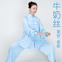 Tai Chi suit summer womens clothing 2021 new high elastic milk ice silk tai Chi chuan practice suit womens summer clothing men