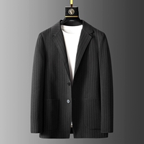 Stripe-controlled high-grade knitted suit classic two-grain single-breasted business and leisure simple Joker single West Bento man