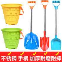 Childrens sand digging toy beach shovel baby play sand tools large plastic bucket set thick boy snow shovel