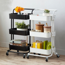 Carbon steel Mobile Storage car suitable for household trolley rack kitchen baby snacks bathroom kindergarten cup holder