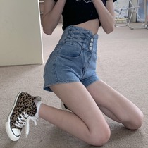 Large size fat mm design sense denim shorts women super high waist slim bag pants summer thin hot girl hot pants