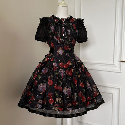 taobao agent [Summary link] Holy cherry* Original lolita print black and sweet vest/SK/OP dress